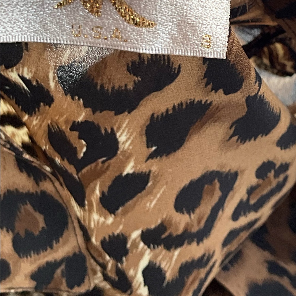 Vintage Neutral Leopard Print Long Sleeve Blouse WOmens Sz S Made in USA - Picture 16 of 16
